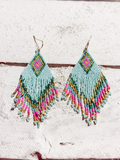 Pendientes miyuki rombo azul claro