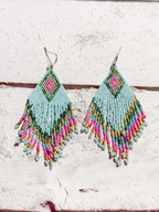 Pendientes miyuki rombo azul claro