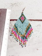 Pendientes miyuki rombo azul claro