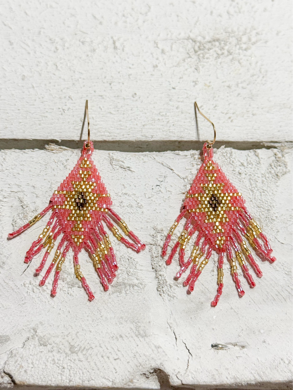 Pendientes miyuki rombo rosa