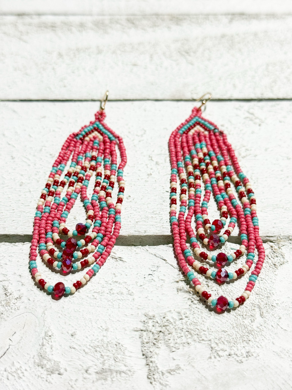 Pendientes miyuki cortina rosa