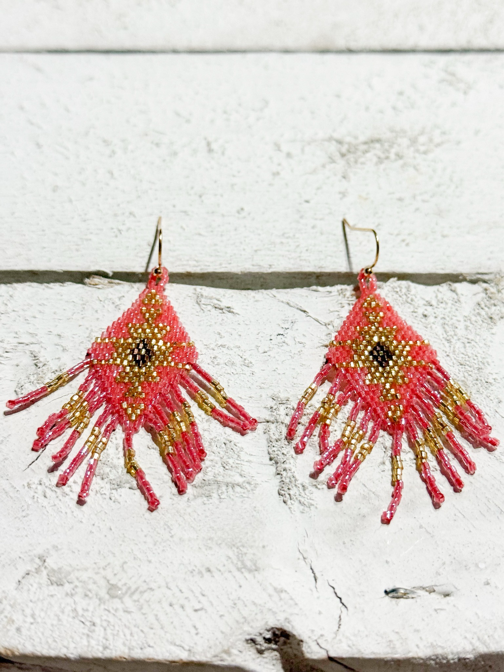 Pendientes miyuki rombo rosa