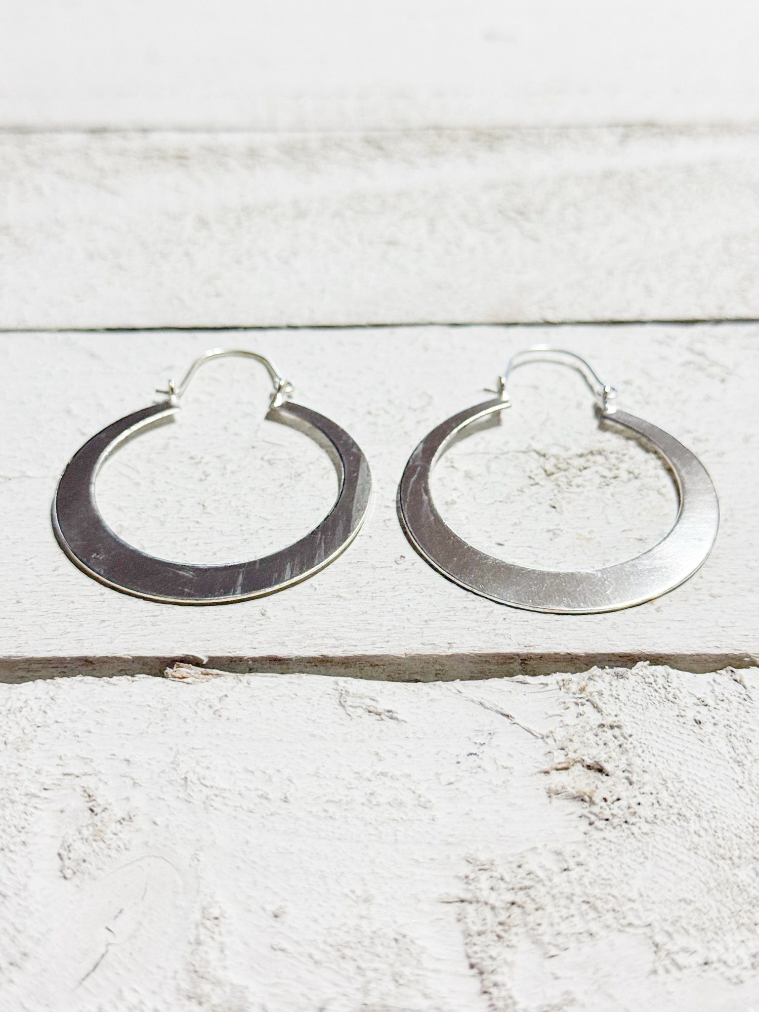 Pendientes aro latón plateados