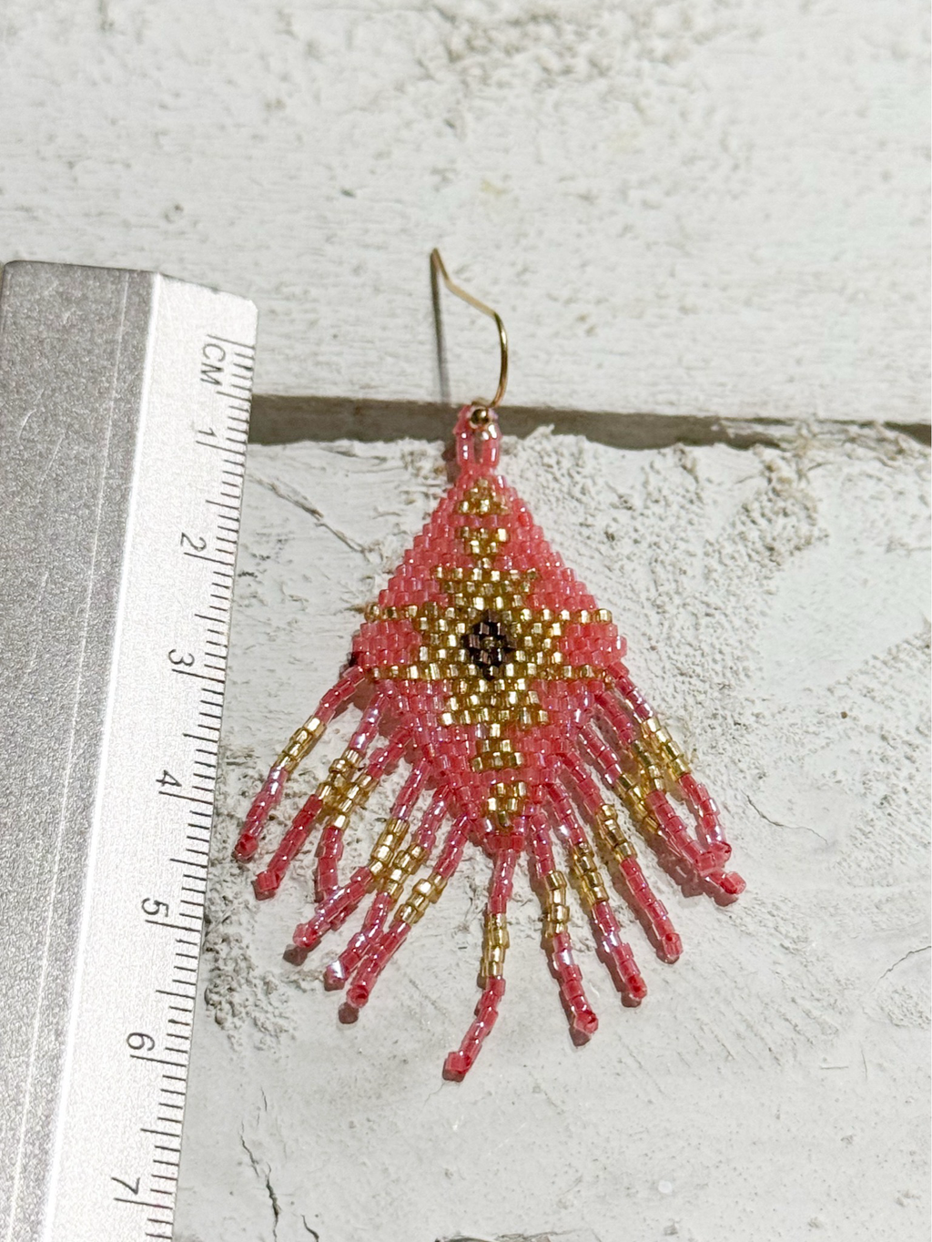 Pendientes miyuki rombo rosa