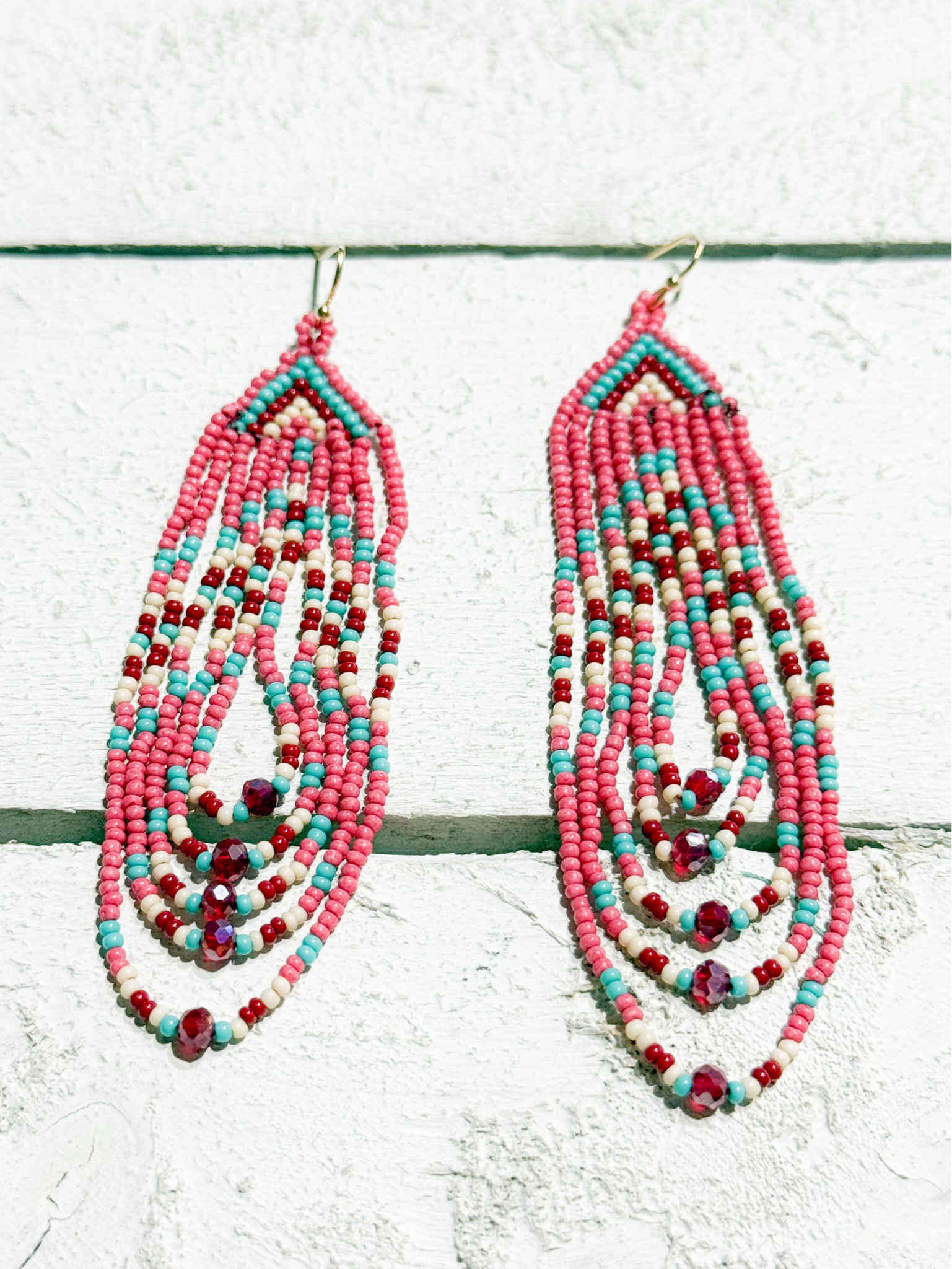 Pendientes miyuki cortina rosa