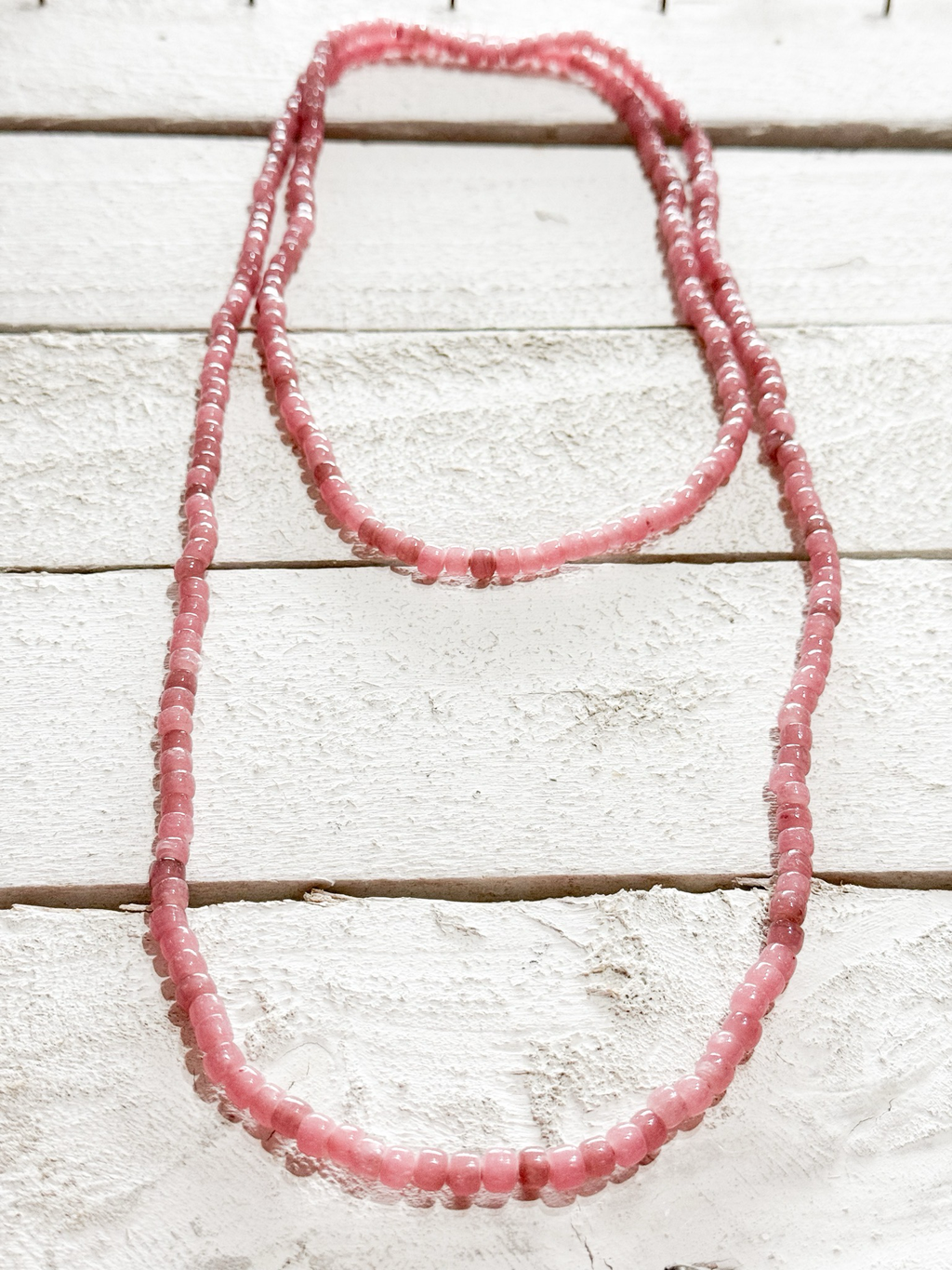 Collar largo rosa