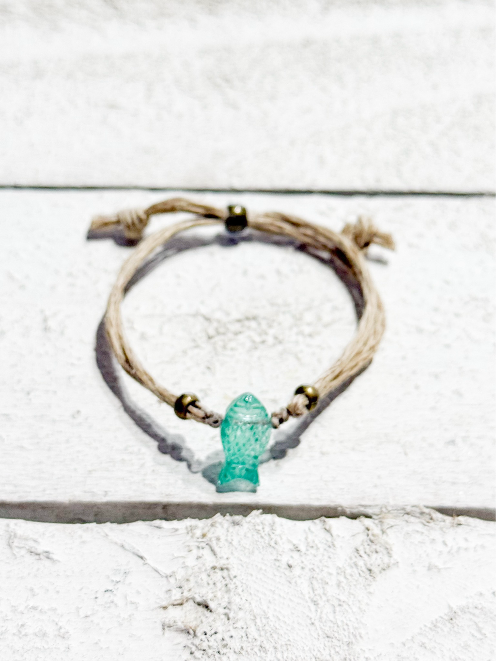 Pulsera cáñamo pez vidrio