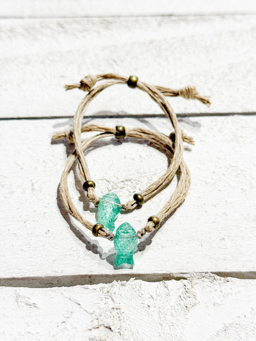 Pulsera cáñamo pez vidrio