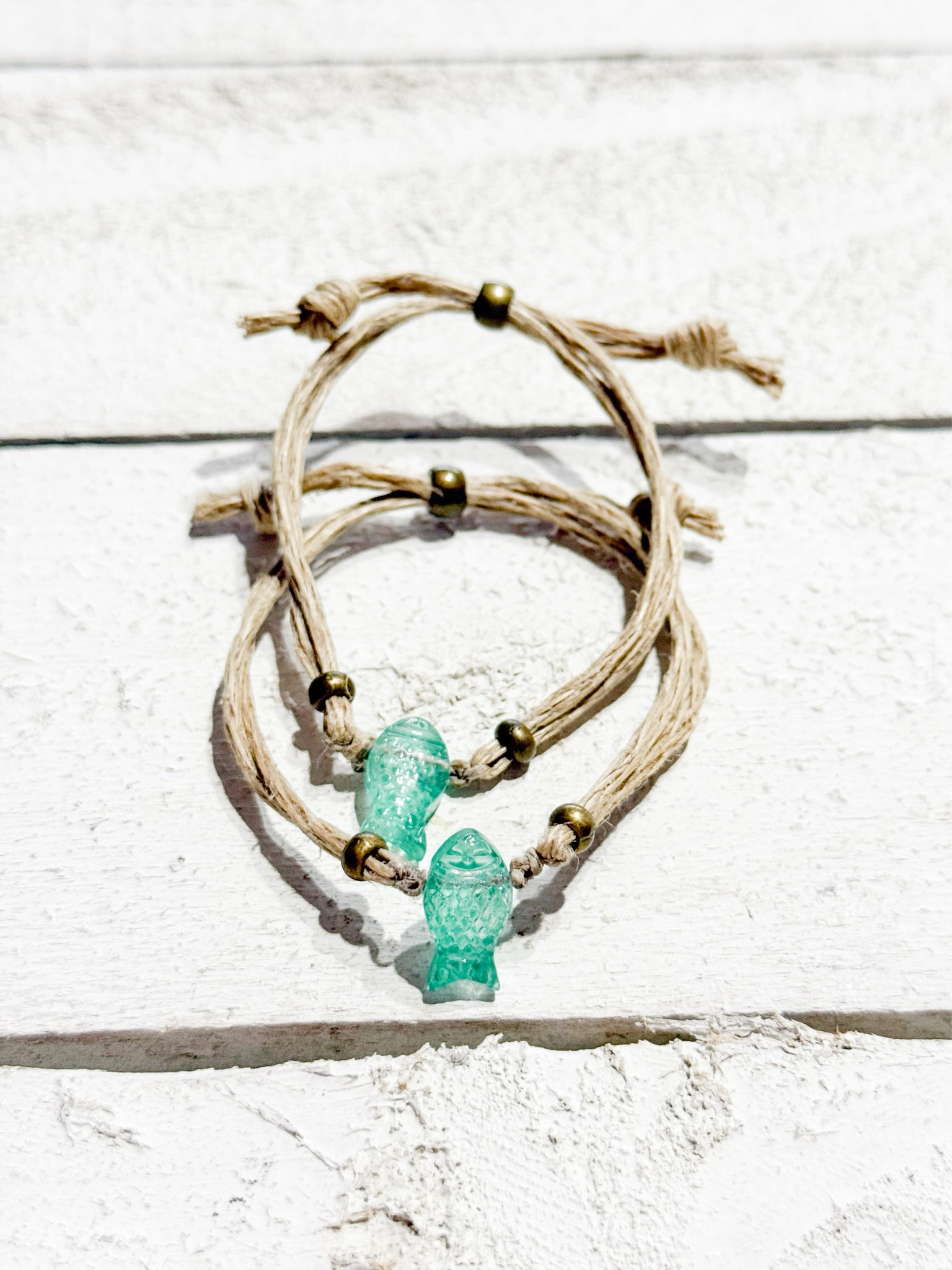 Pulsera cáñamo pez vidrio