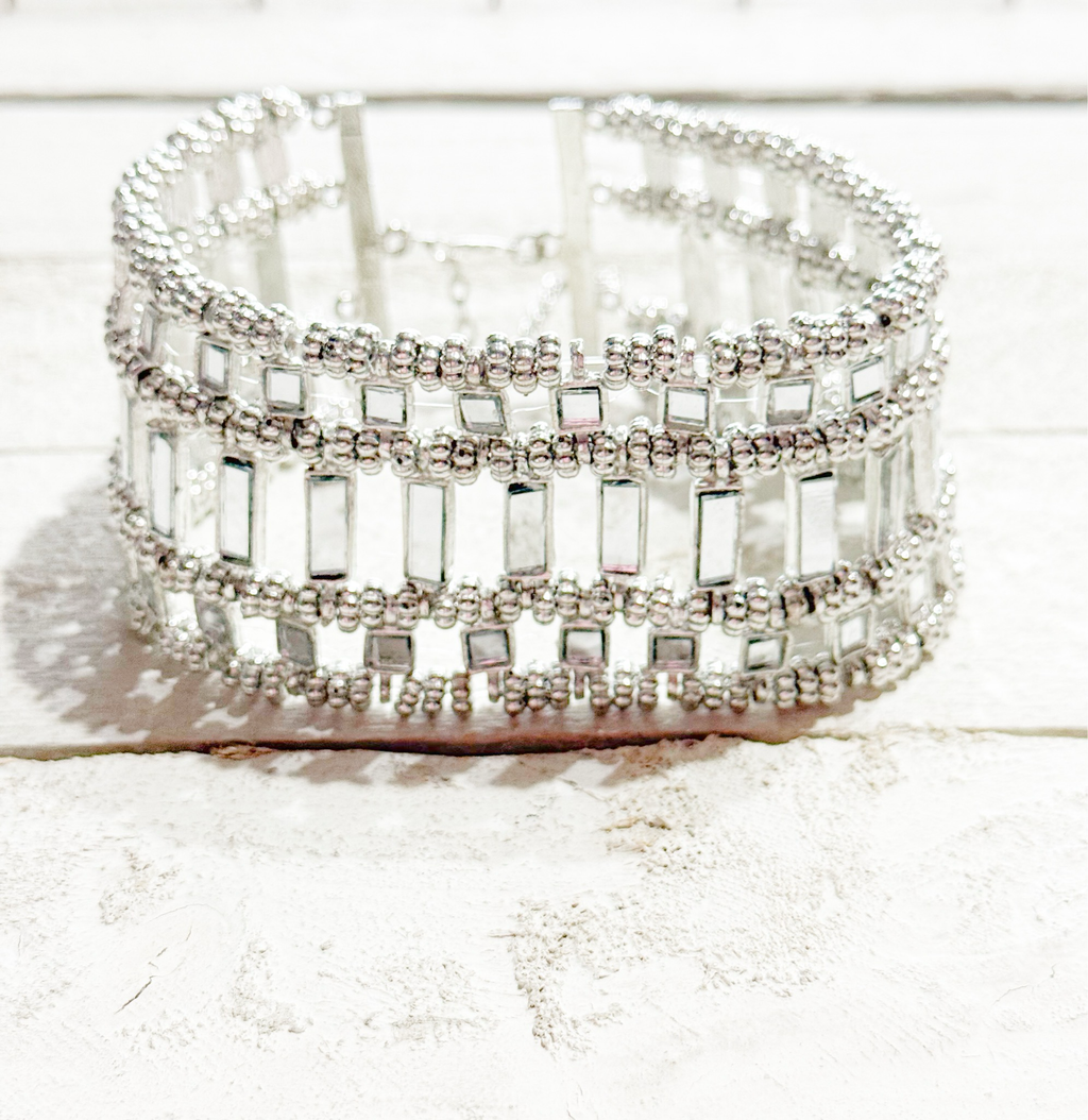 Gargantilla Choker cristales plateada