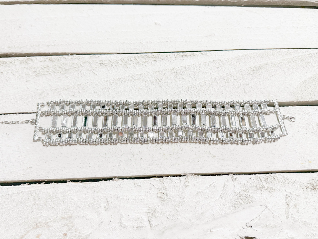 Gargantilla Choker cristales plateada