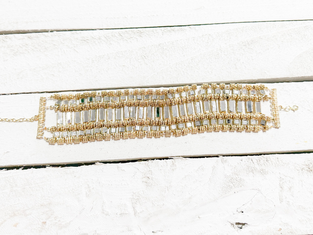 Gargantilla Choker cristales dorado