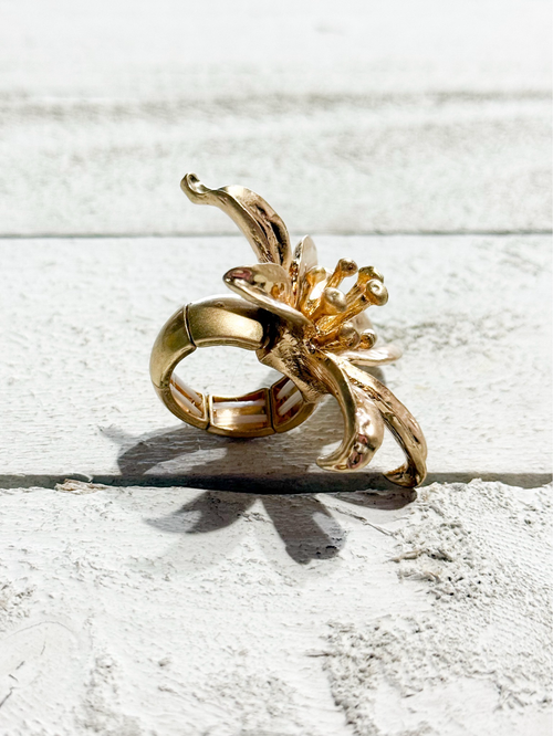 Anillo flor metal XL elástico