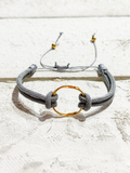 Pulsera aro acero dorado gris claro