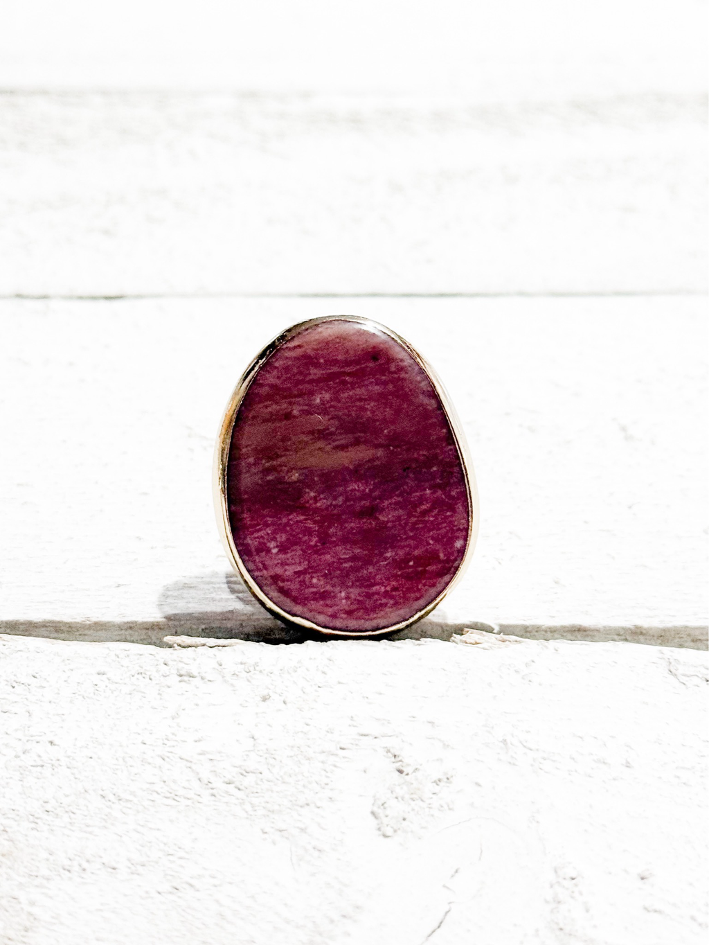 Anillo piedra rodocrosita irregular