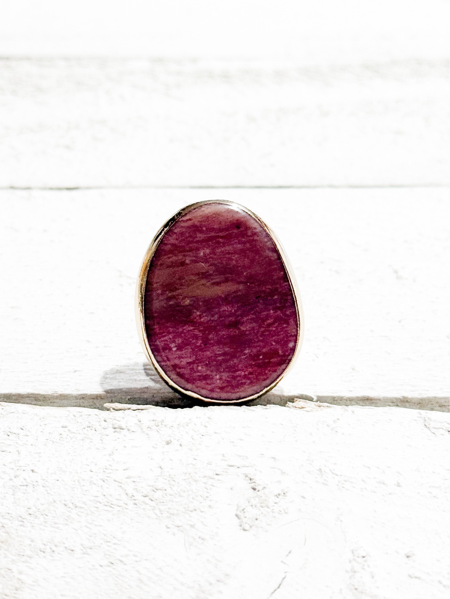 Anillo piedra rodocrosita irregular