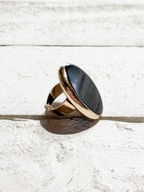 Anillo piedra negra irregular