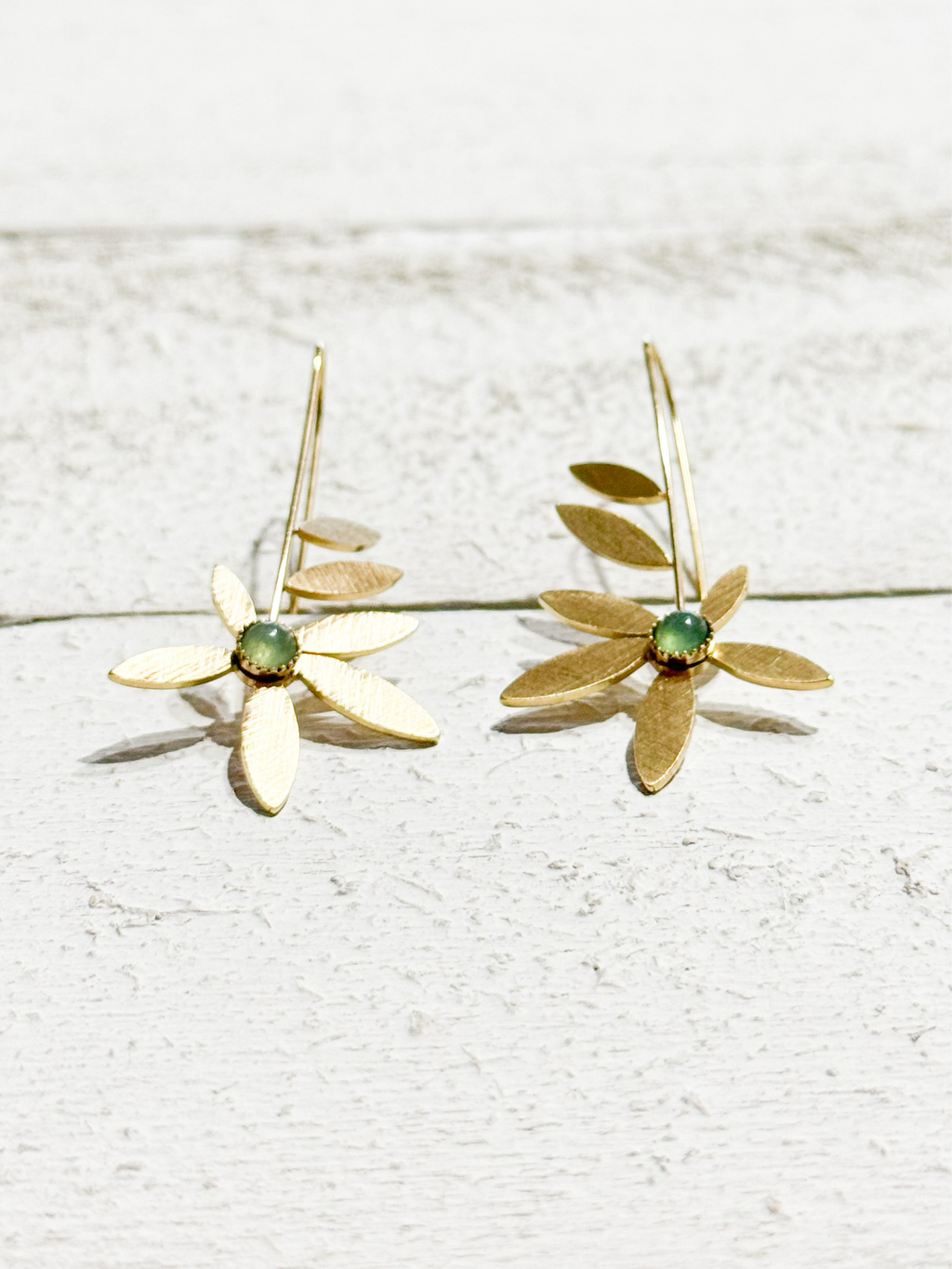 Pendientes flor piedra verde
