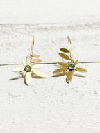 Pendientes flor piedra verde