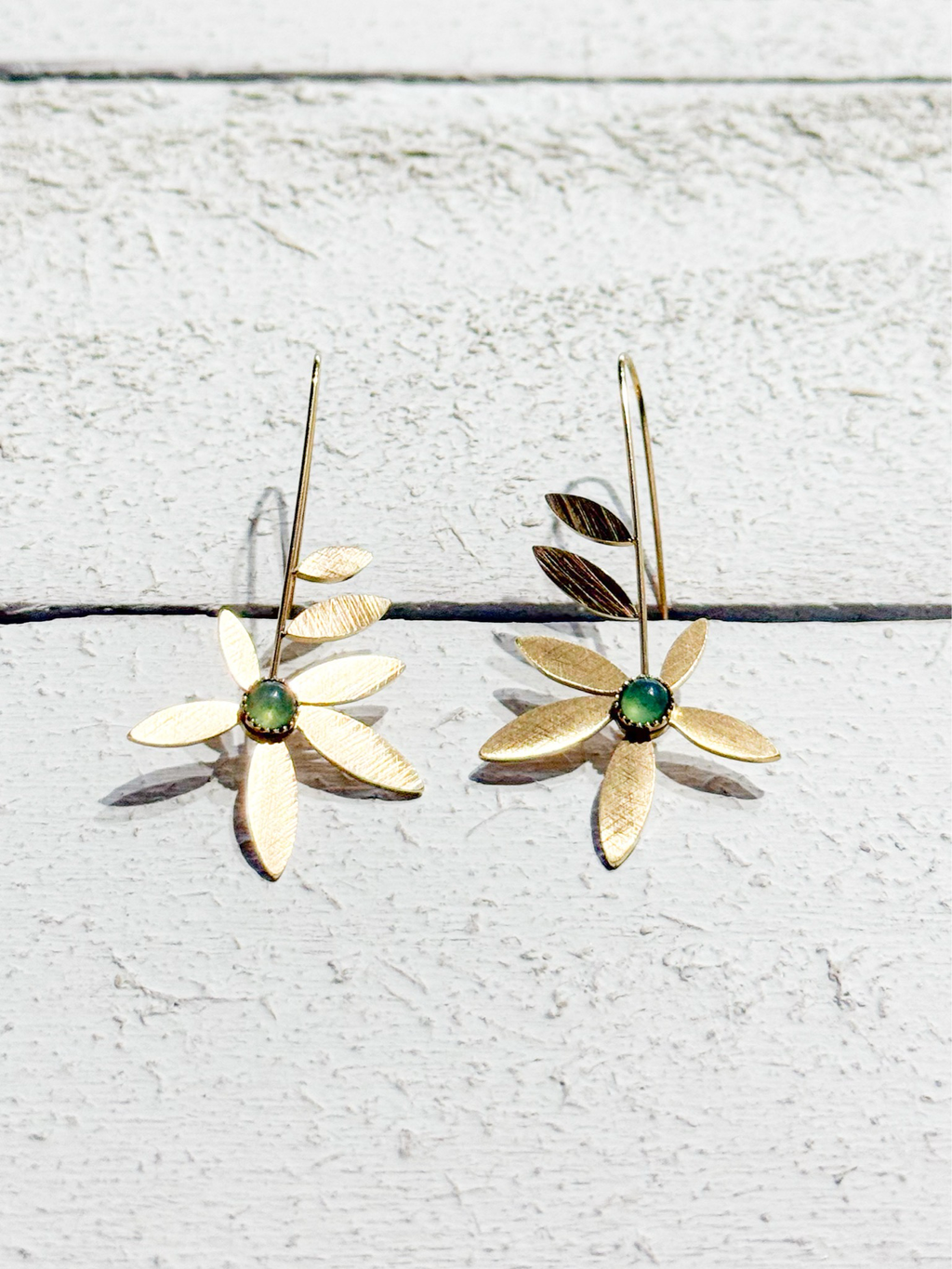 Pendientes flor piedra verde