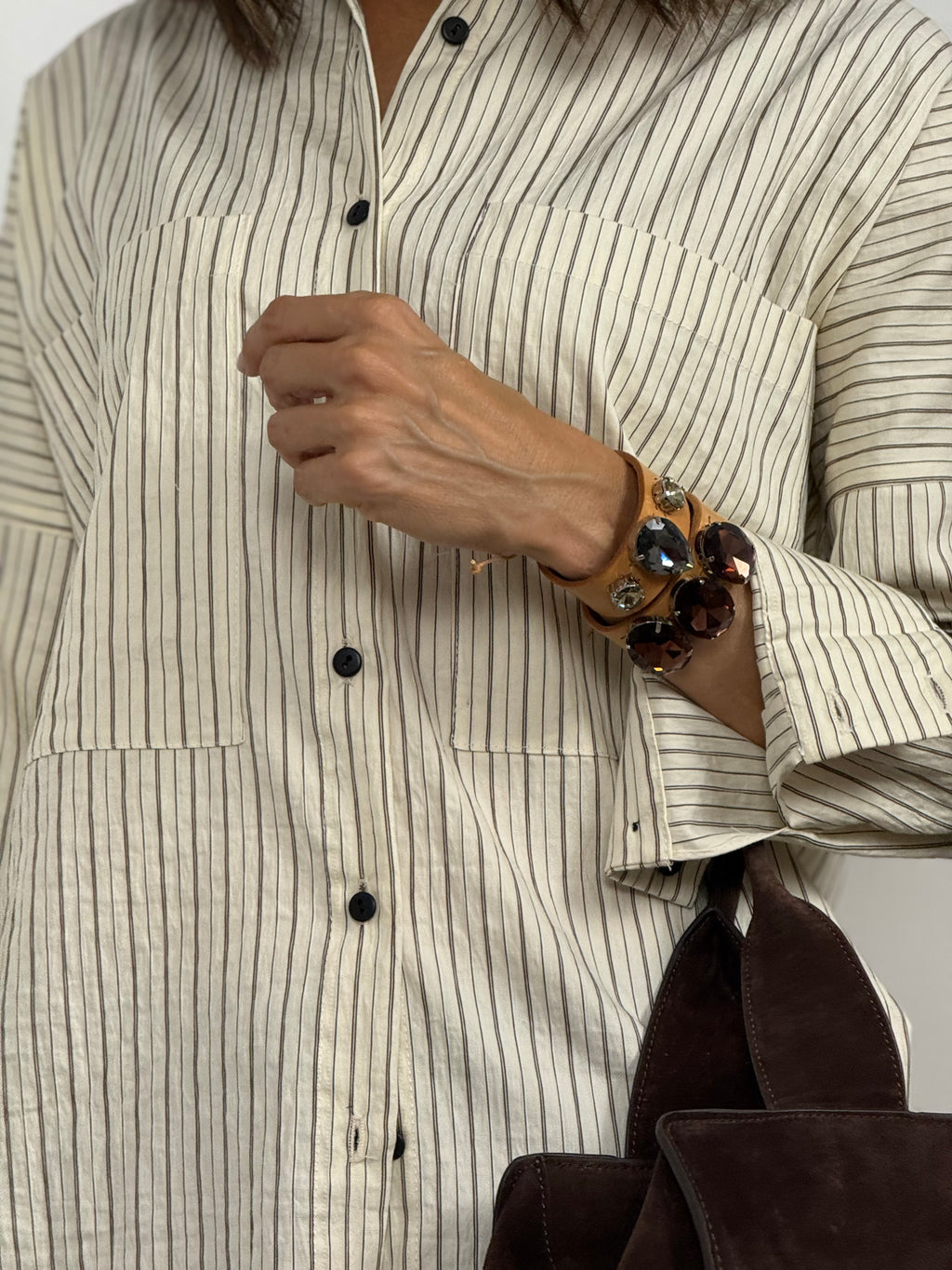 Pulsera cuero ancha combinada