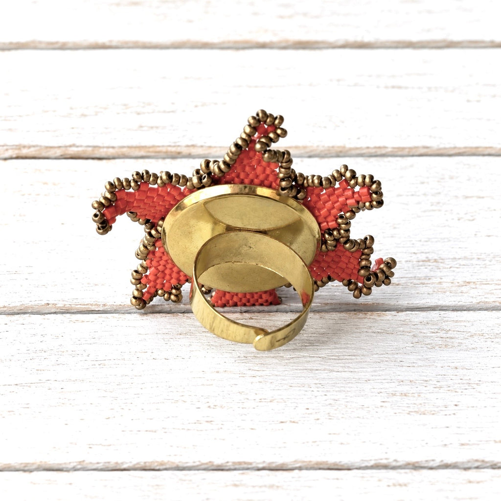 Anillo flor Miyuki teja