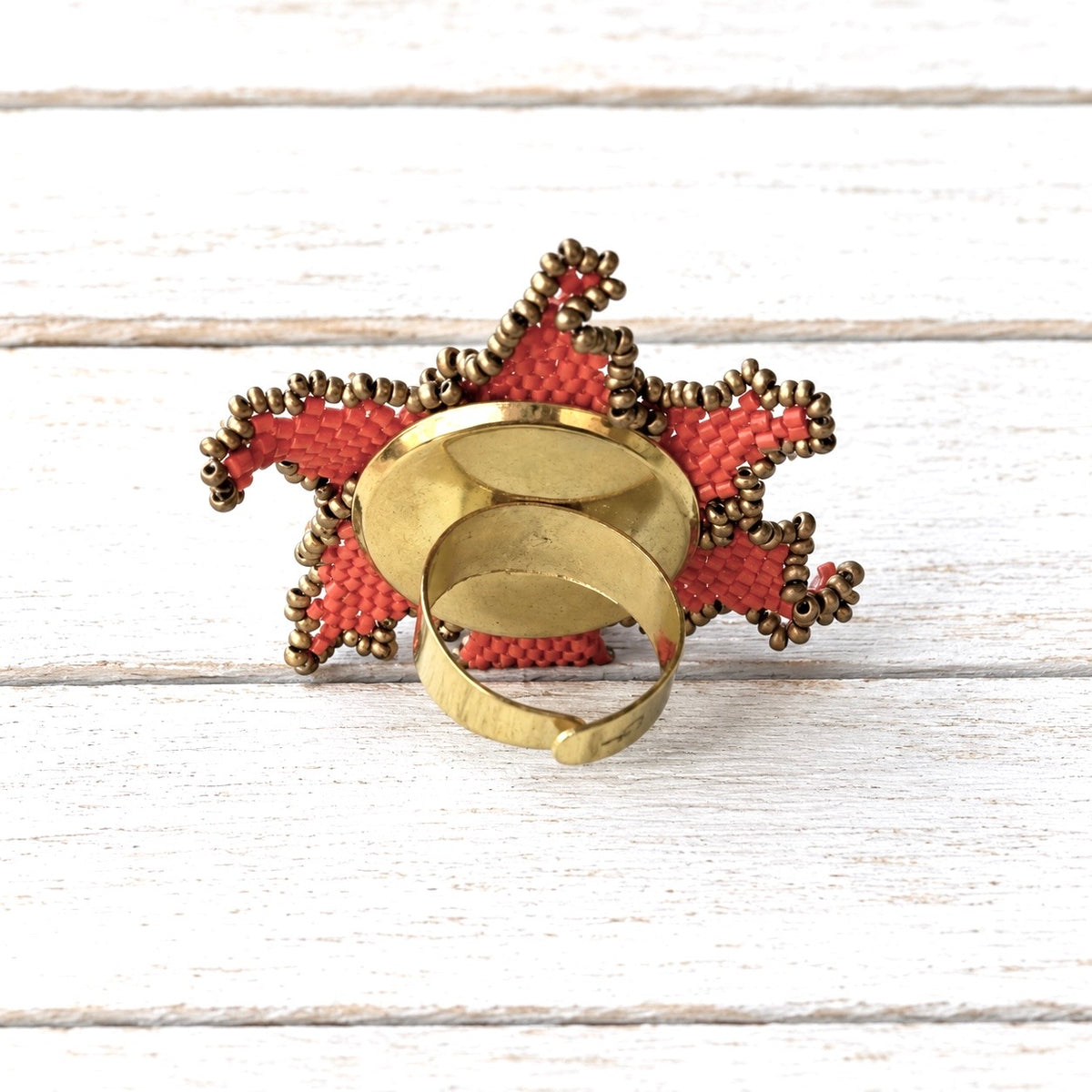 Anillo flor Miyuki teja