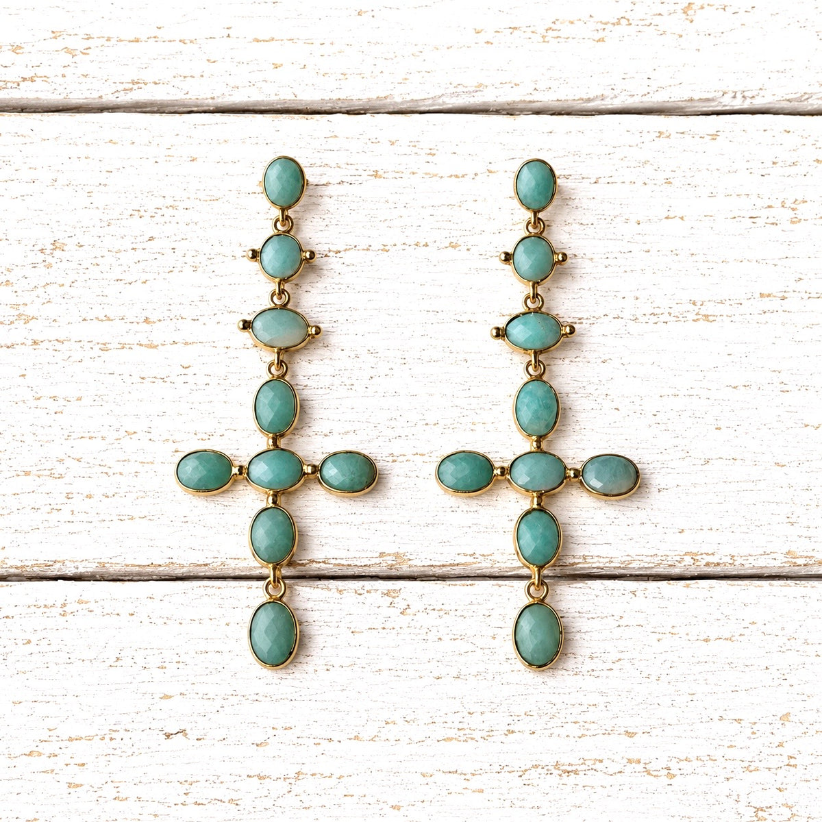 Pendientes cruz amazonita