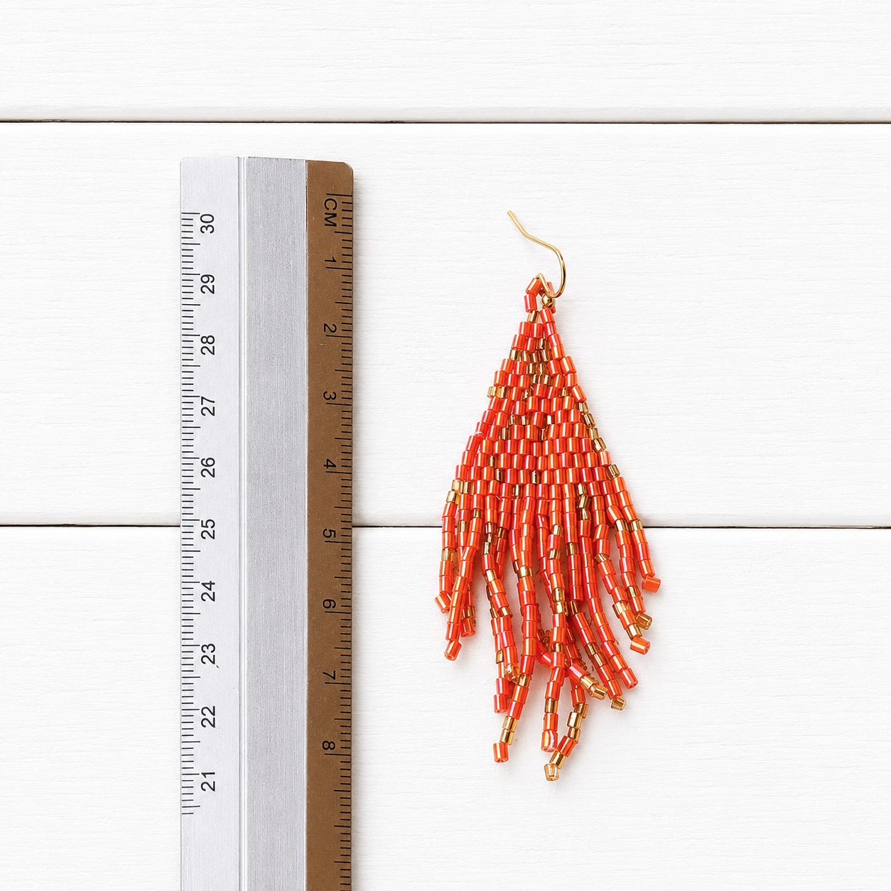 Pendientes miyuki jaspeado naranja