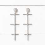 Pendientes escalera plateado mate