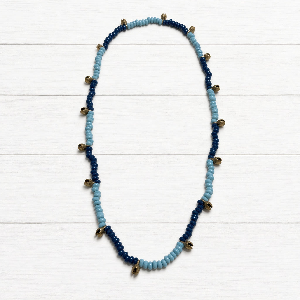 Collar vidrio cascabeles azules