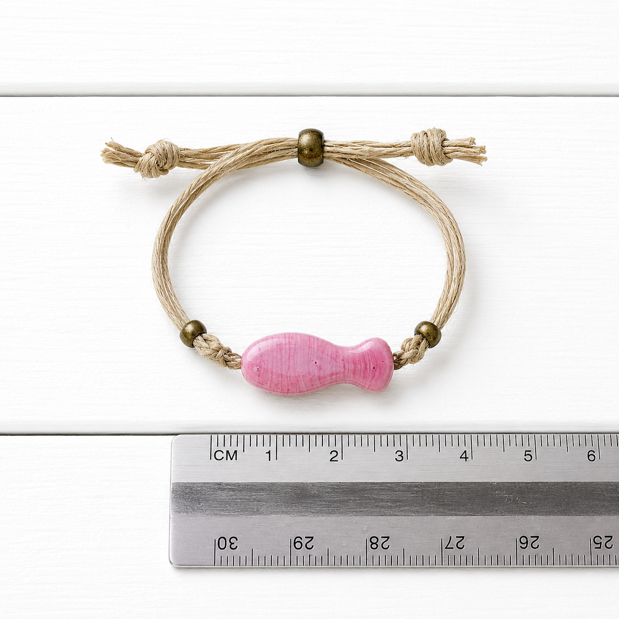 Pulsera cáñamo pez rosa