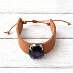 Pulsera cuero ancho pedrusco