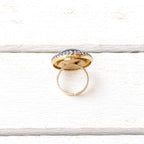 Anillo strass y resina gris