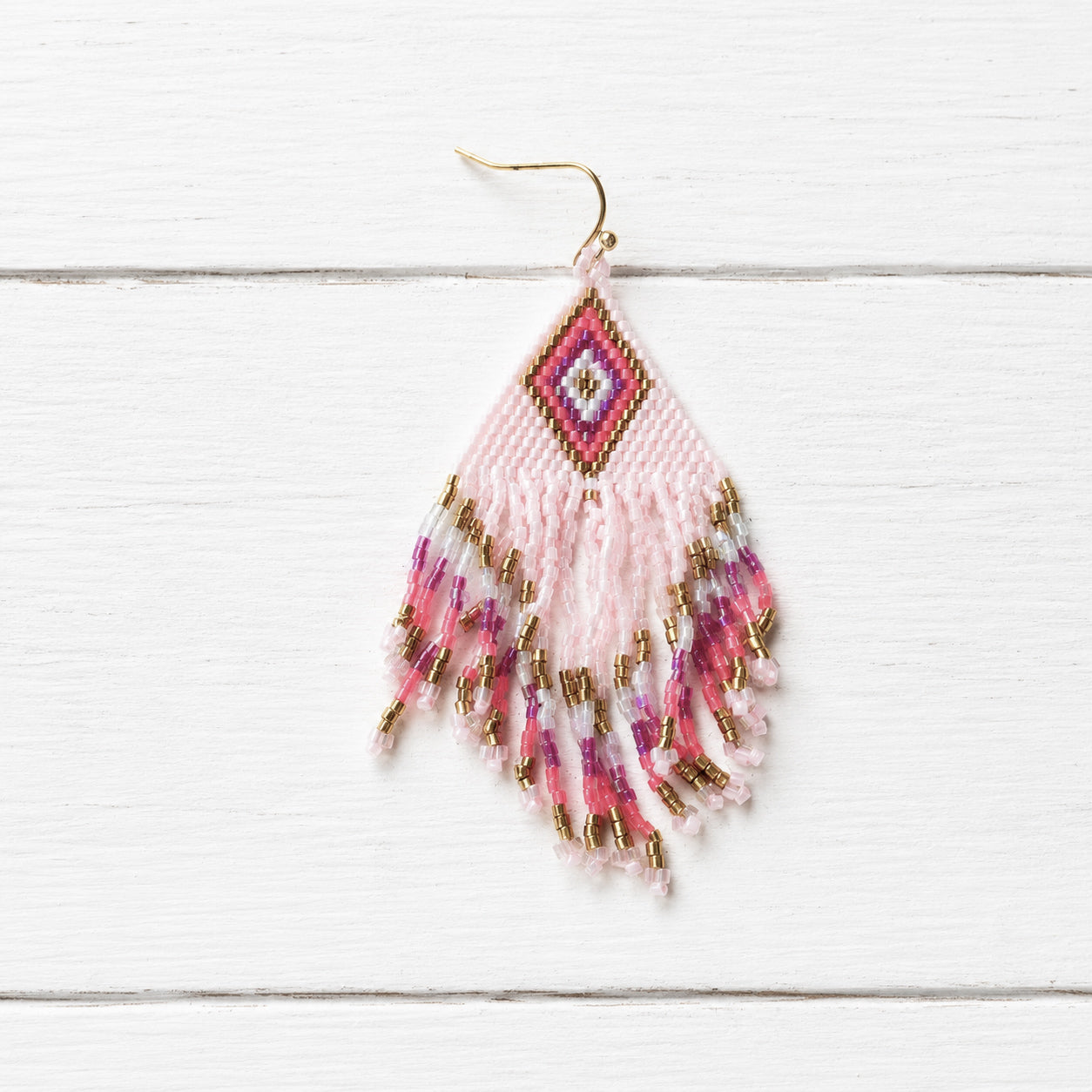Pendientes miyuki rombo rosa claro