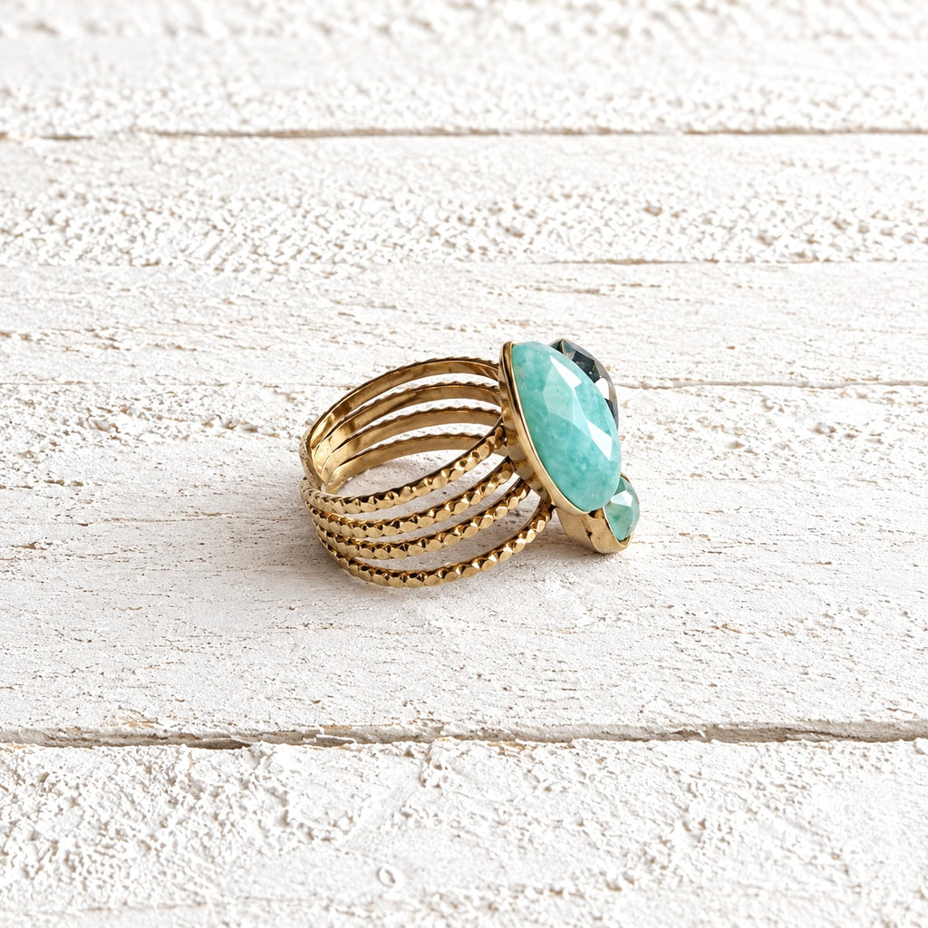 Anillo triple forma amazonita