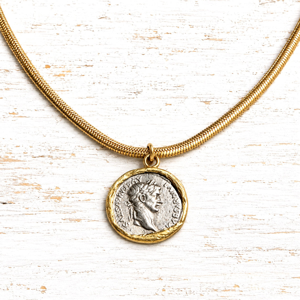 Gargantilla moneda acero reversible