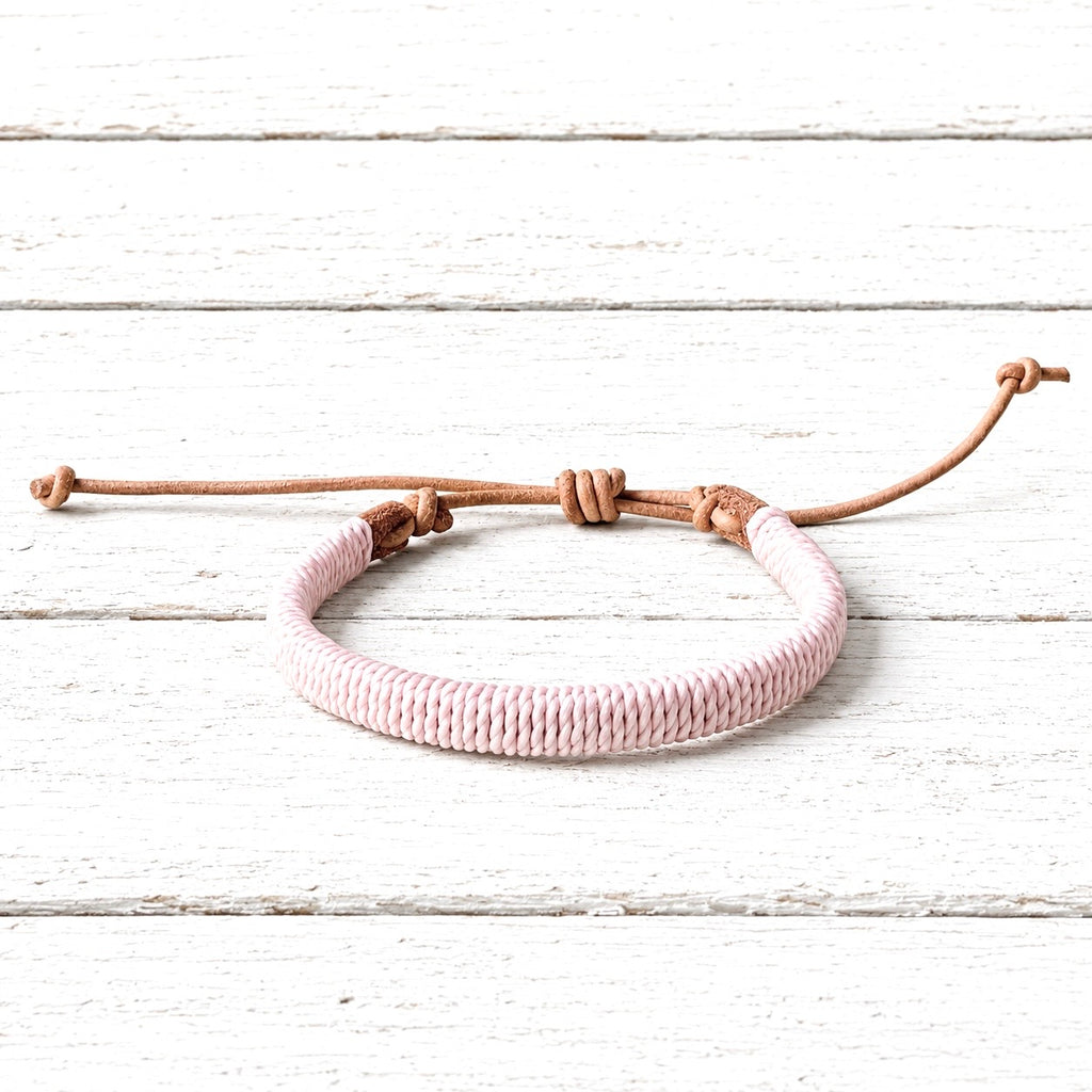 Pulsera cuero plano rosa
