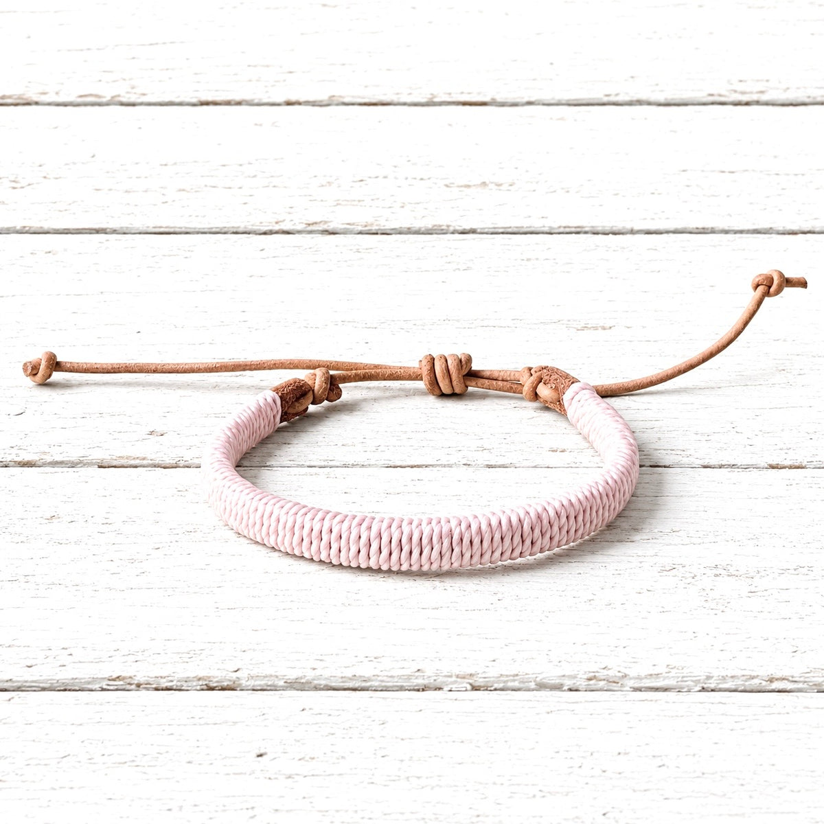 Pulsera cuero plano rosa
