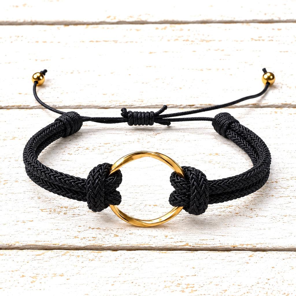 Pulsera aro acero dorado negro