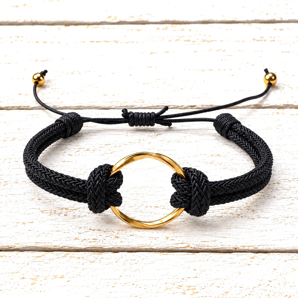 Pulsera aro acero dorado negro