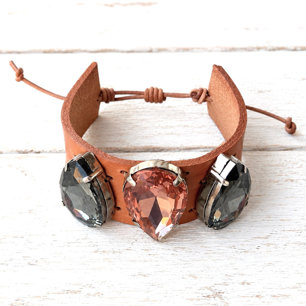 Pulsera cuero ancha tres gotas