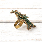 Anillo flor Miyuki verde