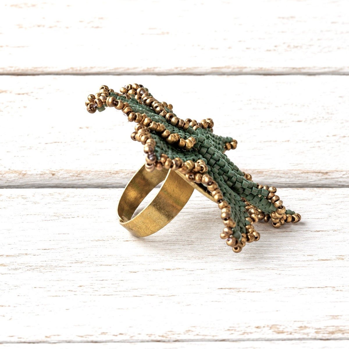 Anillo flor Miyuki verde
