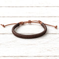 Pulsera cuero plano marrón