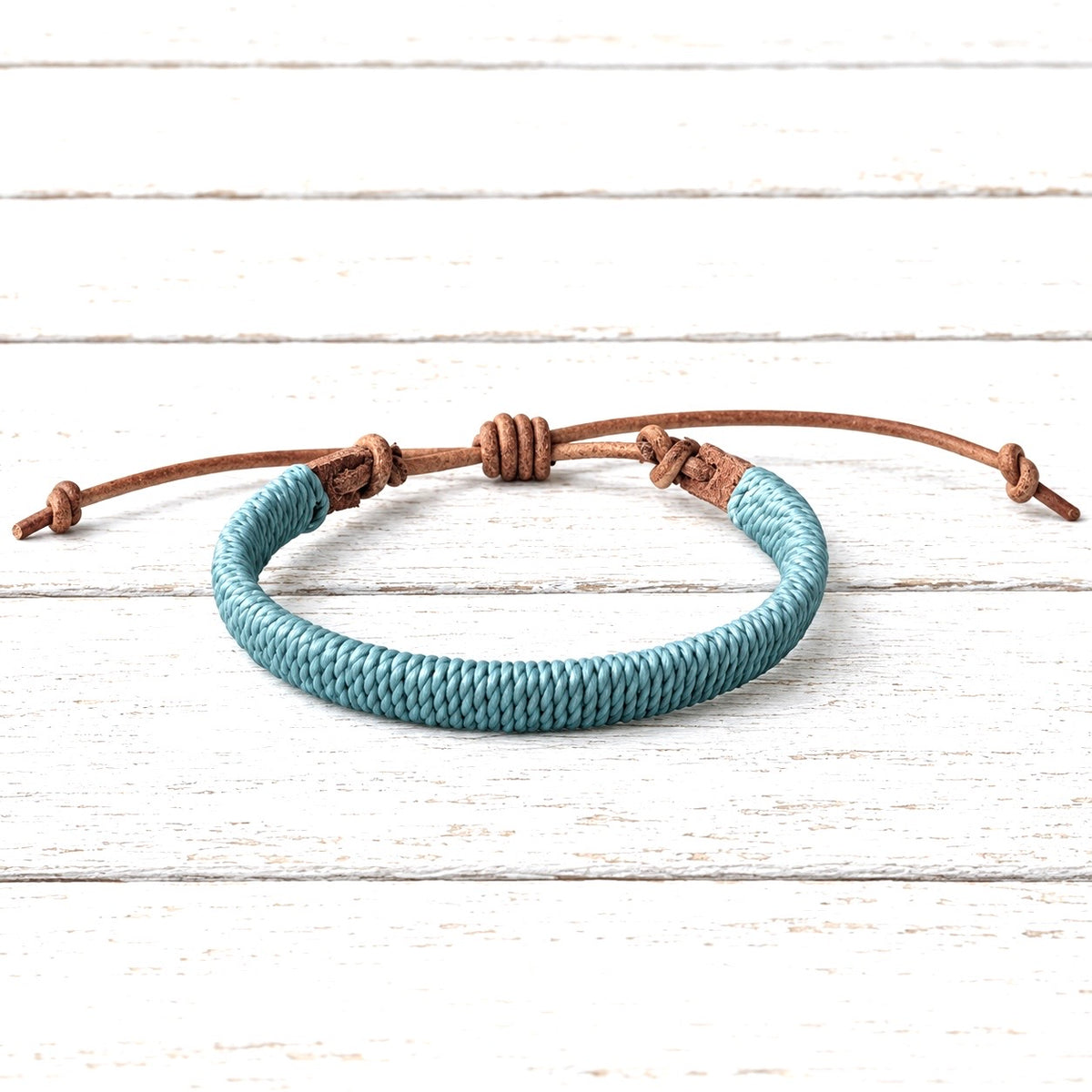 Pulsera cuero plano azul