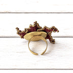 Anillo flor Miyuki granate