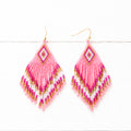 Pendientes miyuki rombo rosa flúor