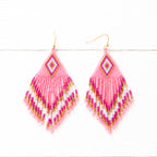 Pendientes miyuki rombo rosa flúor