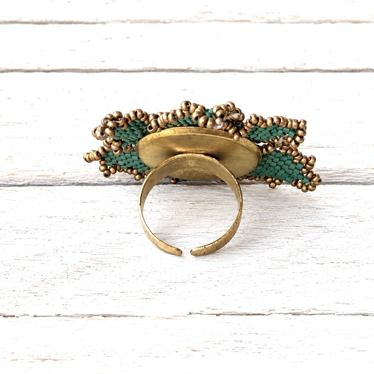 Anillo flor Miyuki verde
